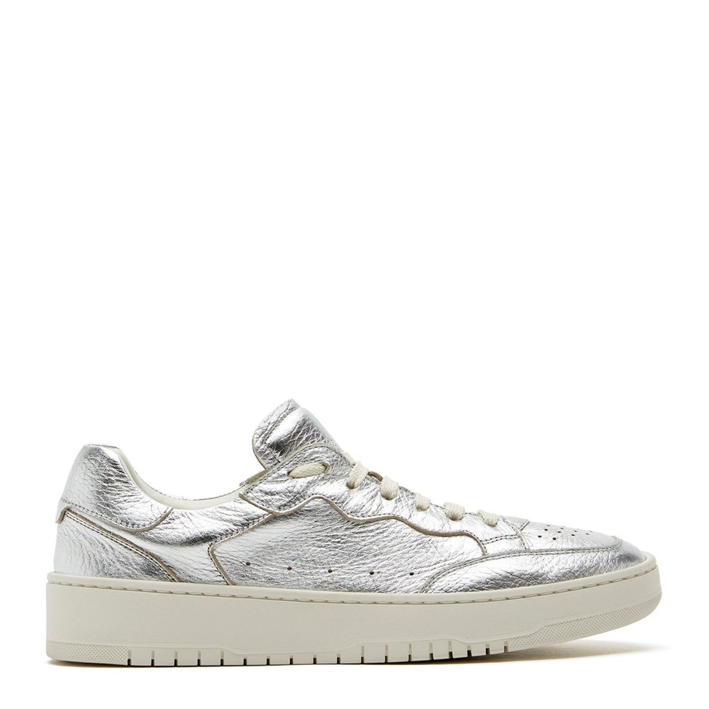 La CANADIENNE TARGET LEATHER SNEAKER Metallic Silver Casual EUC Size 9